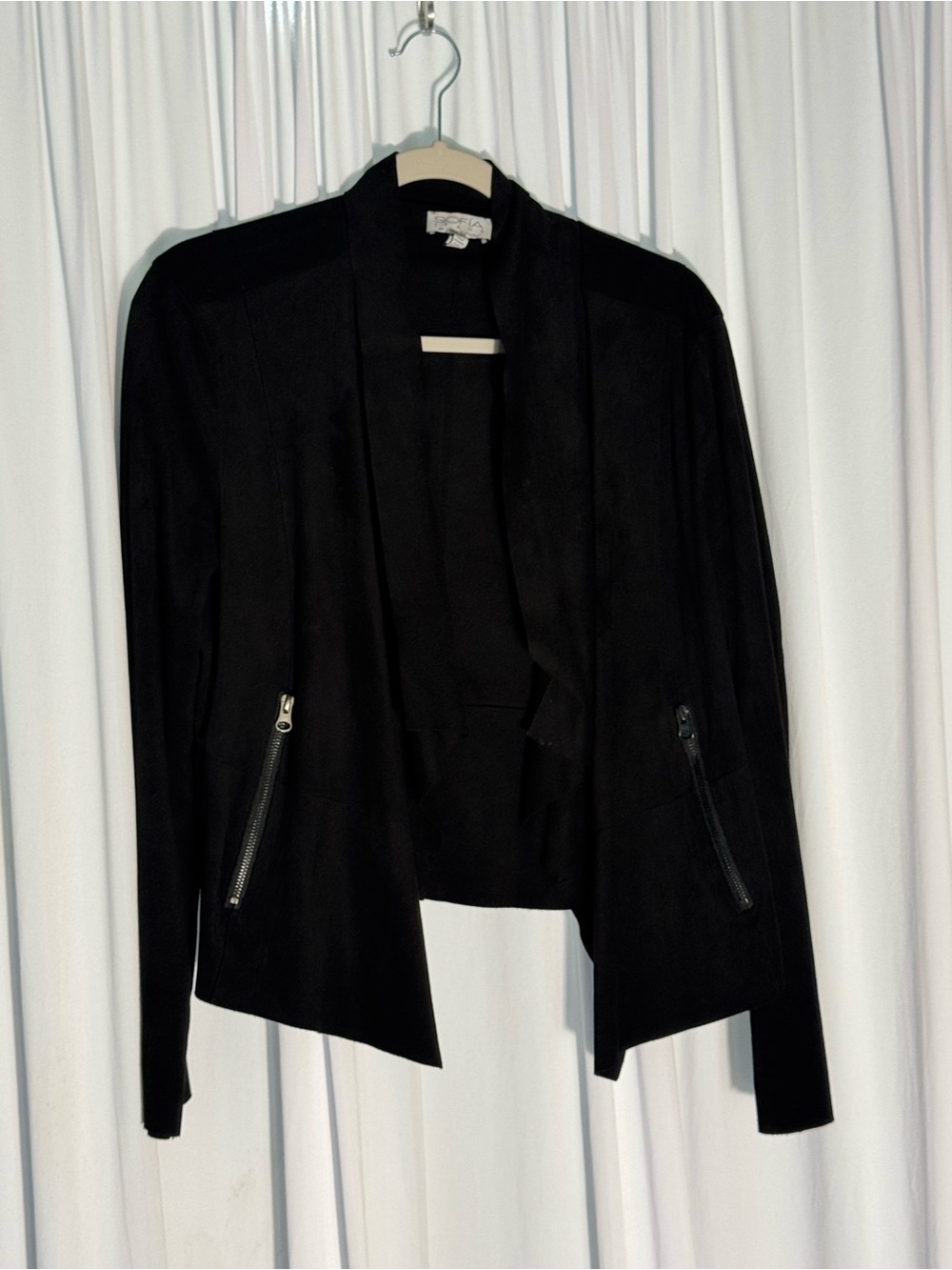 sofia by sofia vergara Black Open-Front Utility Jacket with Zip Pockets